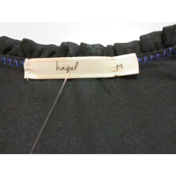 Hazel tunic top blouse black w/blue embroidery sz Medium - Picture 5 of 5